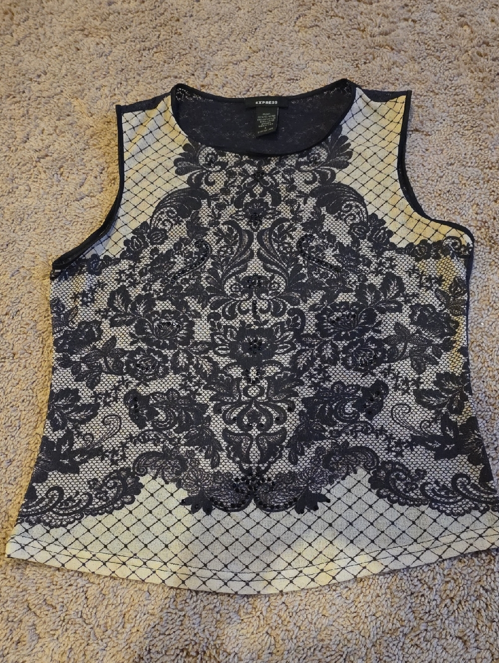 Express Black Lace Overlay Camisole on Cream Base